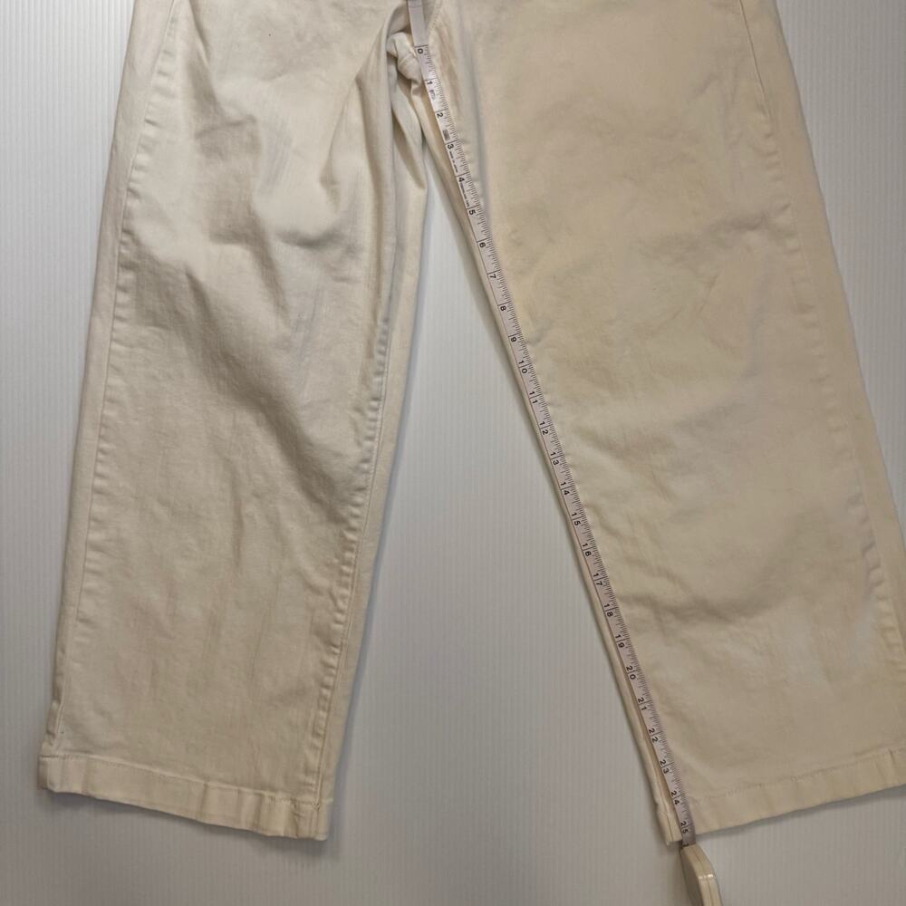 Ella Moss Wide Leg Crop Pants Women's 4 Cream Cotton Culotte Flat Front Chino - Picture 7 of 16